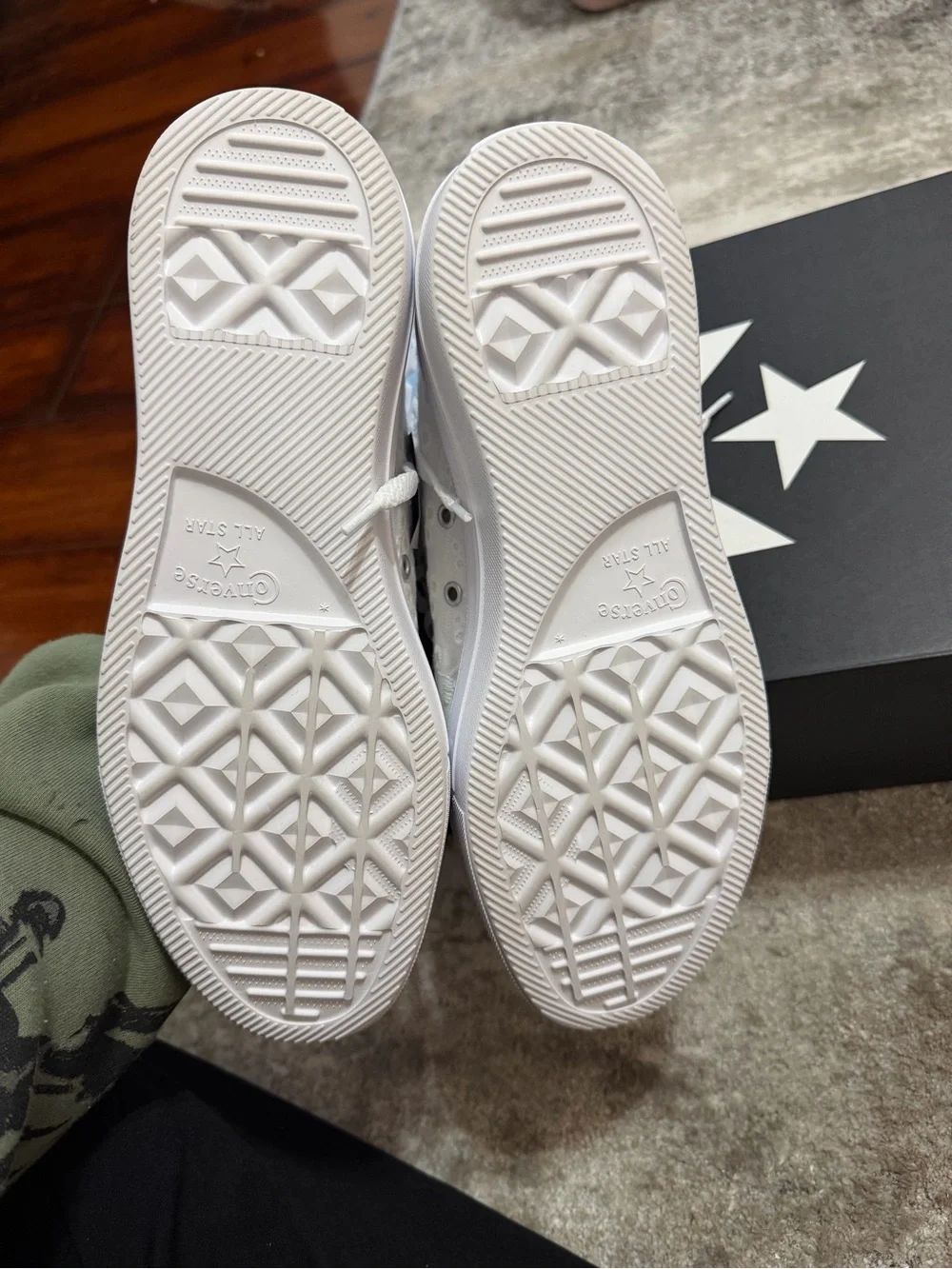 Converse High Top Sneakers in Off-White Eyelet